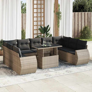 Loungeset poly rattan 10-delig grijs