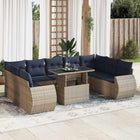10-piece Lounge Set with Cushions Poly Rattan Acacia Grey