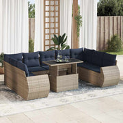 Loungeset 10-delig poly rattan grijs