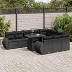 11-piece Lounge Set with Cushions Poly Rattan Black