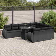 Loungeset 11-delig poly rattan zwart