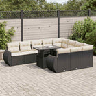 11-piece Lounge Set with Cushions Poly Rattan Black