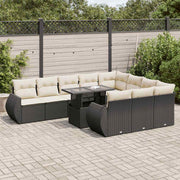 Loungeset poly rattan 11-delig zwart