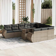 Loungeset 11-delig poly rattan grijs