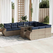 Loungeset 11-delig poly rattan acacia grijs