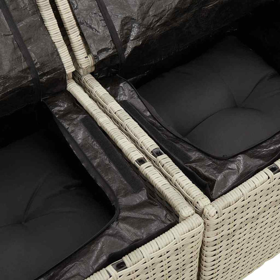 11-delige Loungeset met kussens poly rattan lichtgrijs