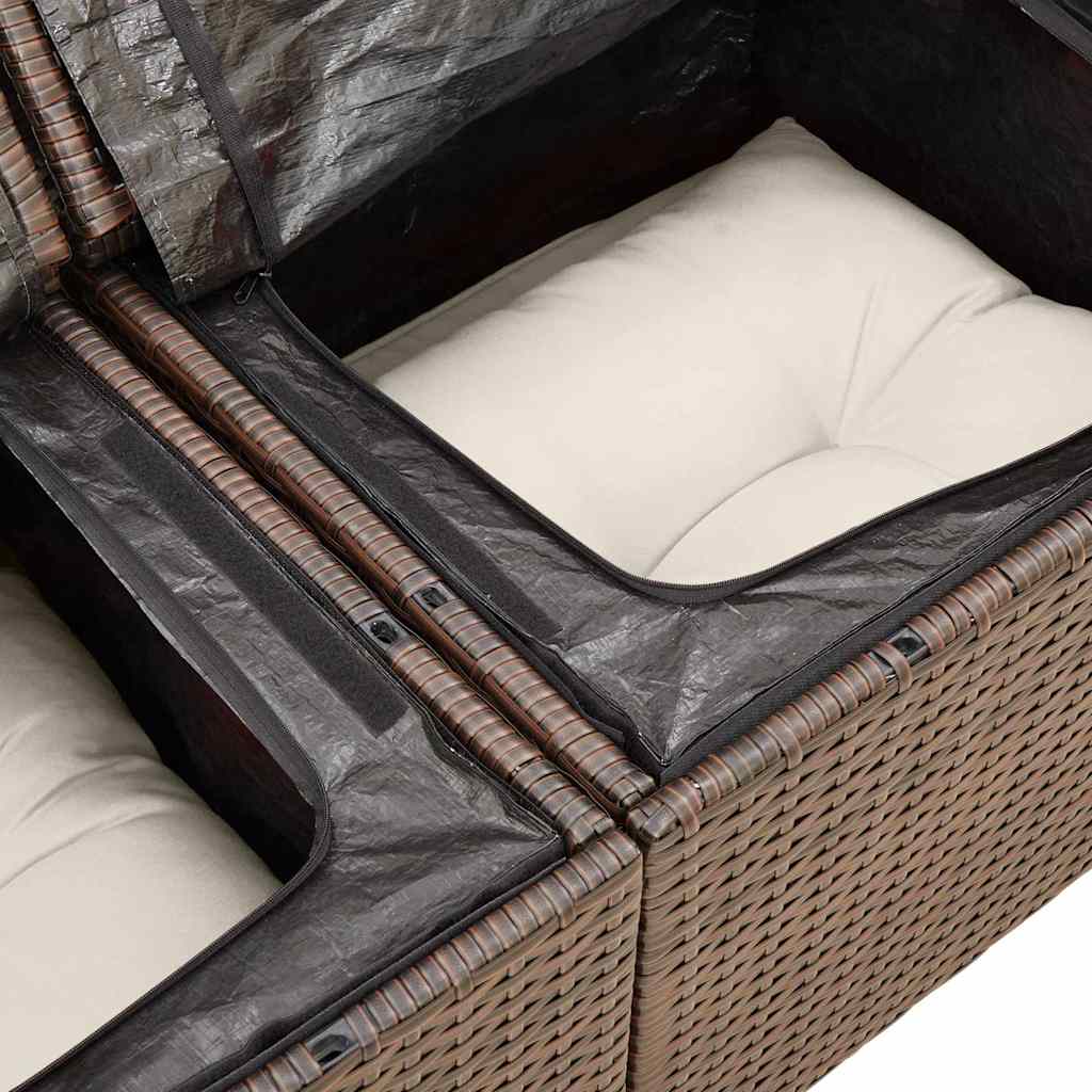 11-delige Loungeset met kussens poly rattan bruin