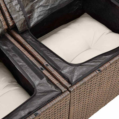 11-delige Loungeset met kussens poly rattan bruin
