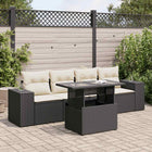 5-Piece Loungeset with Cushions Poly Rattan Black