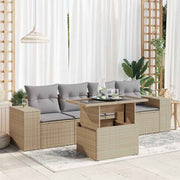 Loungeset 5-delig poly rattan beige