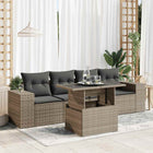 5-piece Loungeset with cushions poly rattan grey