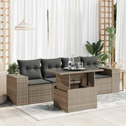 Loungeset poly rattan grijs 5-delig