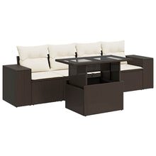 5-delige Loungeset met kussens poly rattan bruin
