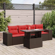 Loungeset 5-delig poly rattan acacia bruin