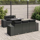 6-piece Lounge Set with Cushions Poly Rattan Black