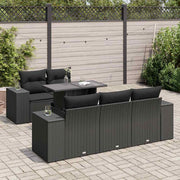 Loungeset 6-delig poly rattan zwart