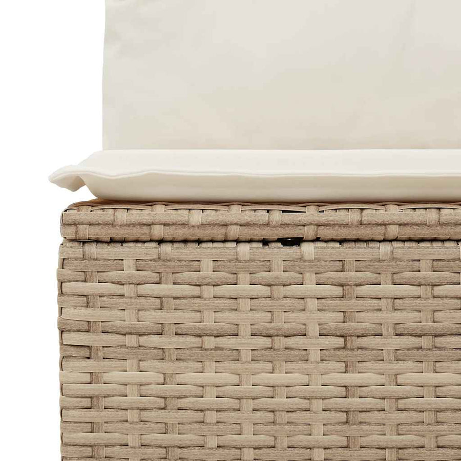 6-delige Loungeset met kussens poly rattan beige