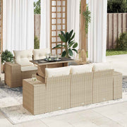Loungeset 6-delig poly rattan beige