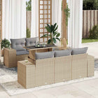 6-piece Lounge Set with cushions poly rattan beige