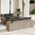 6-piece Lounge Set with Cushions Poly Rattan Grey