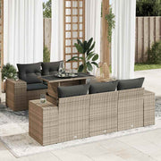 Loungeset 6-delig poly rattan grijs