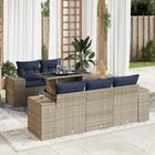 6-Piece Lounge Set with Cushions Poly Rattan Acacia Grey