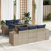 Loungeset 6-delig poly rattan acacia grijs