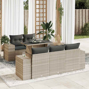 Loungeset 6-delig poly rattan lichtgrijs