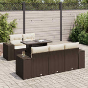 Loungeset poly rattan 6-delig bruin