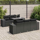 7-delige Loungeset met kussens poly rattan zwart