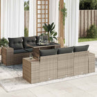 7-delige Loungeset met kussens poly rattan grijs