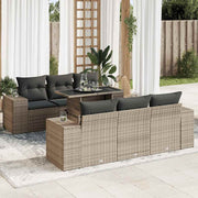 Loungeset 7-delig poly rattan grijs