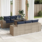 Loungeset 7-delig poly rattan acacia grijs