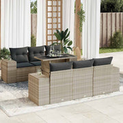 Loungeset 7-delig poly rattan lichtgrijs