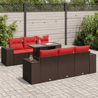 7-Piece Rattan Acacia Brown Lounge Set with Cushions