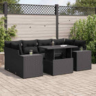 7-piece lounge set with cushions poly rattan black