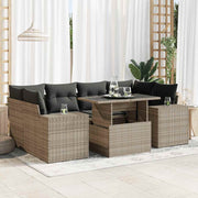 Loungeset 7-delig poly rattan grijs