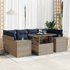 Loungeset 7-delig poly rattan acacia grijs