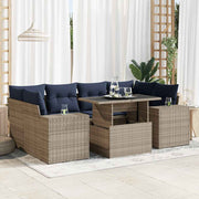 Loungeset 7-delig poly rattan acacia grijs