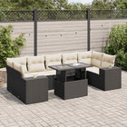 8-delige Loungeset met kussens poly rattan zwart