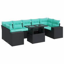 8-delige Loungeset met kussens poly rattan acacia zwart