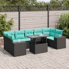 8-piece Loungeset with cushions poly rattan acacia black