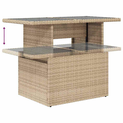 8-delige Loungeset met kussens poly rattan beige