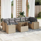 8-piece Lounge Set with Cushions Poly Rattan Beige