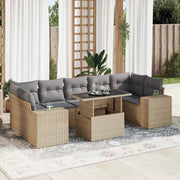 Loungeset 8-delig poly rattan beige