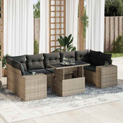 Loungeset 8-delig poly rattan grijs
