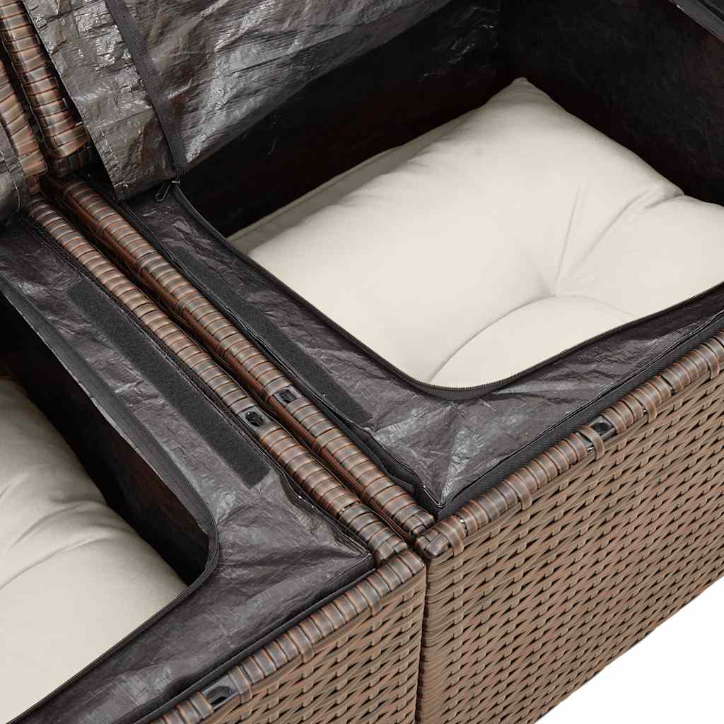 8-delige Loungeset met kussens poly rattan bruin