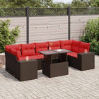 8-piece Lounge Set with cushions poly rattan acacia brown