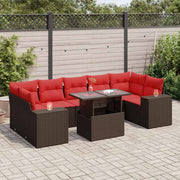 Loungeset 8-delig poly rattan acacia bruin