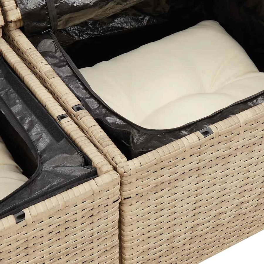 9-delige Loungeset met kussens poly rattan beige